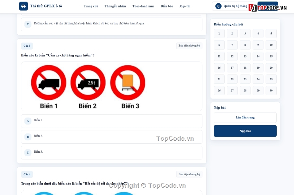 web app,ô tô,thi thử